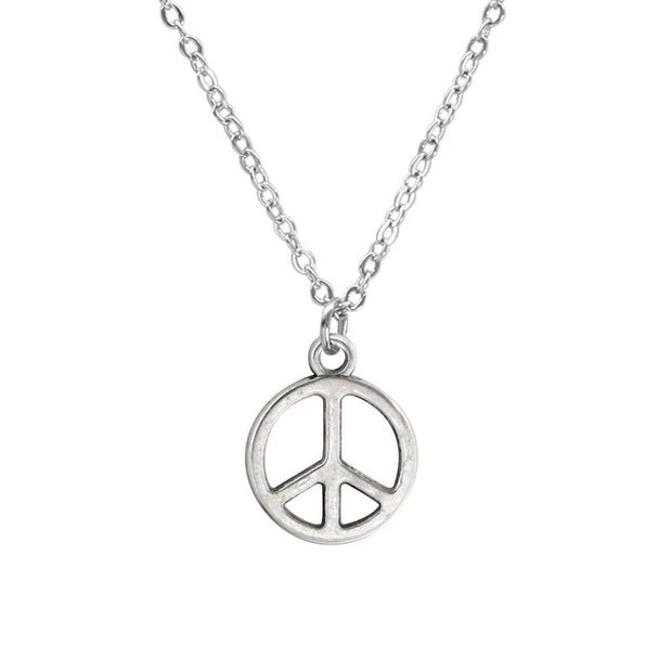 Peace Necklace, Silver Peace Charm Pendant 17240